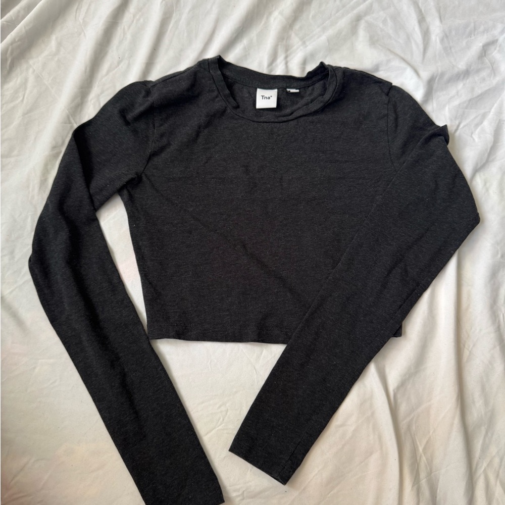 TNA Black Fitted Long Sleeve Crop Tee